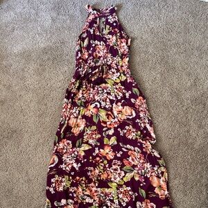 💜 3 for $10 Xhilaration Floral Halter Dress - Purple and Pink